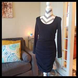 Express - Ruched Sides Black Dress